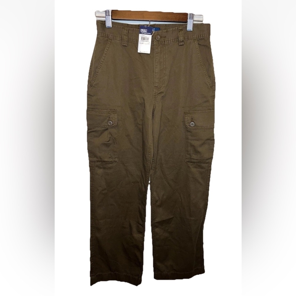 Polo Ralph Lauren Boys Cargo Pants Brown Cotton Casual Style Size 16 NWT